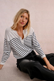 Molly Bracken Knit Striped Sweater White/Navy