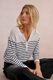 Molly Bracken Knit Striped Sweater White/Navy