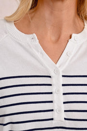 Molly Bracken Knit Striped Sweater White/Navy