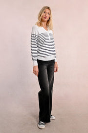 Molly Bracken Knit Striped Sweater White/Navy