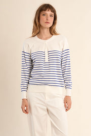 Molly Bracken Knit Striped Sweater Off-white/Blue