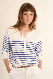Molly Bracken Knit Striped Sweater Off-white/Blue