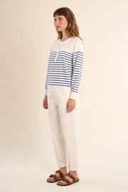 Molly Bracken Knit Striped Sweater Off-white/Blue