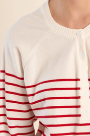 Molly Bracken Knit Striped Sweater Off-white/Red
