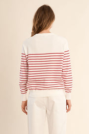 Molly Bracken Knit Striped Sweater Off-white/Red