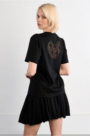 Molly Bracken Tee With Heart Detail Black