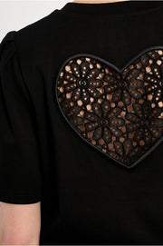 Molly Bracken Tee With Heart Detail Black