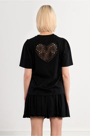 Molly Bracken Tee With Heart Detail Black