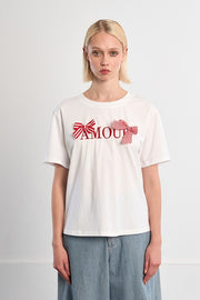 Molly Bracken Tee With 'Amour' Print White