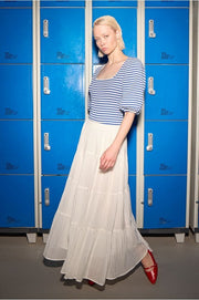 Molly Bracken White Multi Ruffle Maxi Skirt