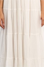 Molly Bracken White Multi Ruffle Maxi Skirt