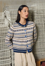 Molly Bracken Knit Cardi Tybetan Pattern Off-white