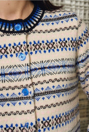 Molly Bracken Knit Cardi Tybetan Pattern Off-white