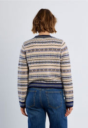 Molly Bracken Knit Cardi Tybetan Pattern Off-white
