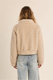 Molly Bracken Faux Fur Zip Up Jacket Light Beige
