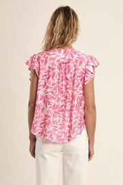 Molly Bracken Top Pink Leaf Print