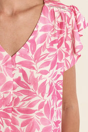 Molly Bracken Top Pink Leaf Print
