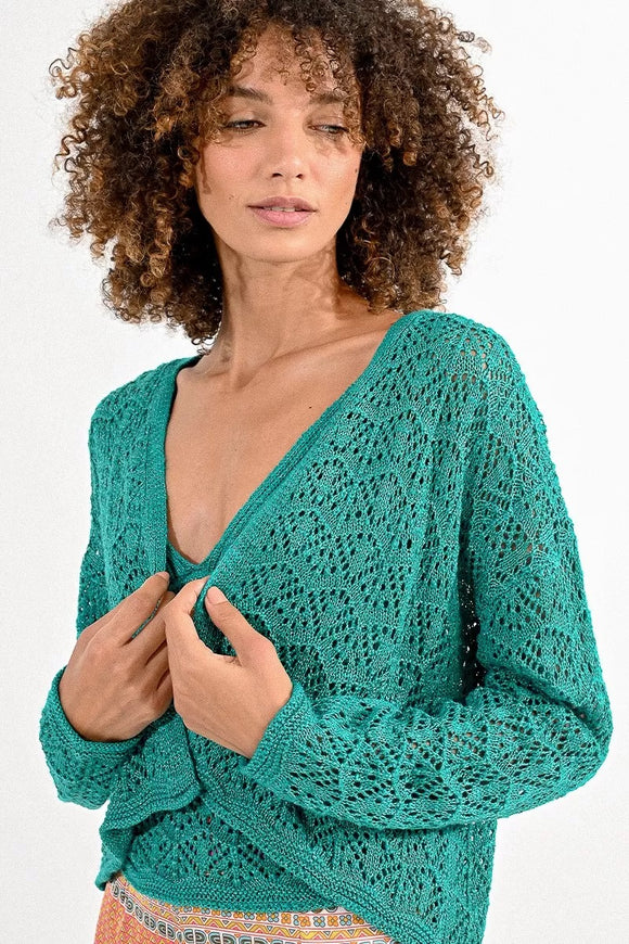 Knitted Cardigan Emerald Green