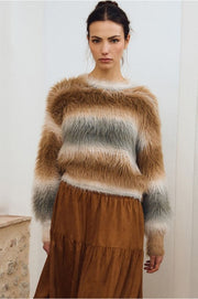 Molly Bracken Knit Striped Fluffy Sweater
