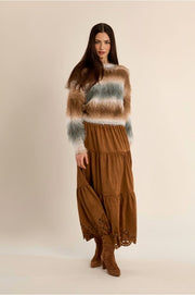 Molly Bracken Knit Striped Fluffy Sweater