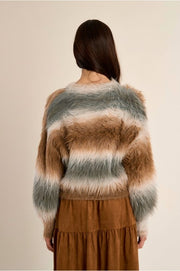 Molly Bracken Knit Striped Fluffy Sweater