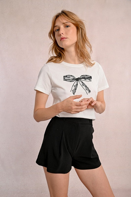 Molly Bracken Tee With Bow Detail Off-white