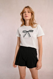 Molly Bracken Tee With Bow Detail Off-white