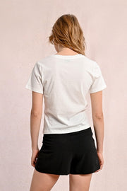 Molly Bracken Tee With Bow Detail Off-white