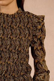 Molly Bracken Ruched Blouse Khaki Print