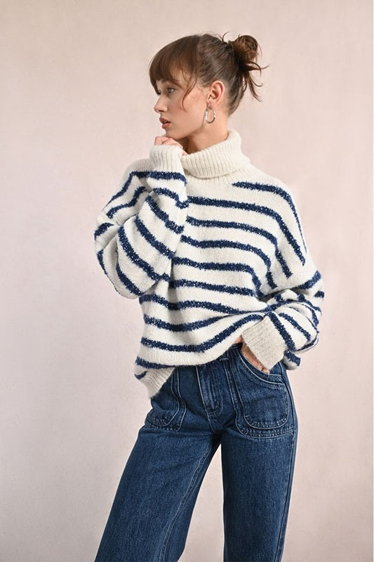 Molly Bracken Knit Striped Sweater Off-white/Blue