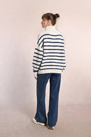 Molly Bracken Knit Striped Sweater Off-white/Blue