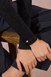 Molly Bracken Iridescent Rib Knit Top Black