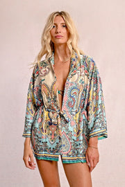 Molly Bracken Open Jacket Green Bloom Print