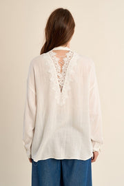 Molly Bracken Shirt With Lace Detail White