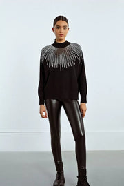 Molly Bracken Knit Sweater With Sequins Black/Silver