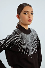 Molly Bracken Knit Sweater With Sequins Black/Silver