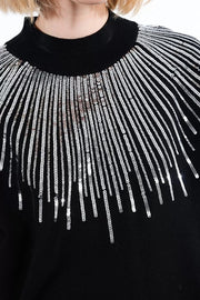 Molly Bracken Knit Sweater With Sequins Black/Silver