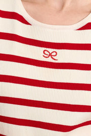 Molly Bracken Striped Ribbed Tank Red