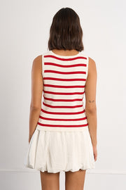 Molly Bracken Striped Ribbed Tank Red