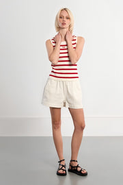 Molly Bracken Striped Ribbed Tank Red