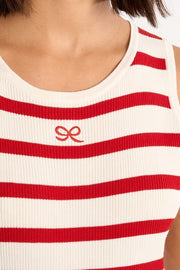 Molly Bracken Striped Sleeveless Dress Red