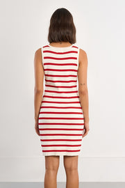 Molly Bracken Striped Sleeveless Dress Red