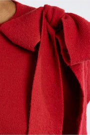 Molly Bracken Knit Tee With Bow Detail Red