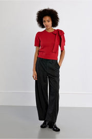 Molly Bracken Knit Tee With Bow Detail Red