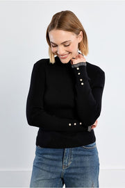 Molly Bracken Knit High Neck Top Black