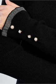Molly Bracken Knit High Neck Top Black