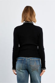 Molly Bracken Knit High Neck Top Black