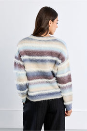 Molly Bracken Knitted Striped Fringed Sweater