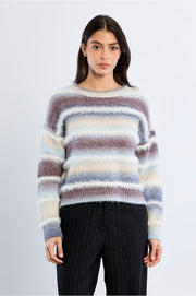 Molly Bracken Knitted Striped Fringed Sweater