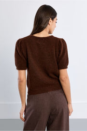 Molly Bracken Knit Sweater With Sequin Bow Chocolate